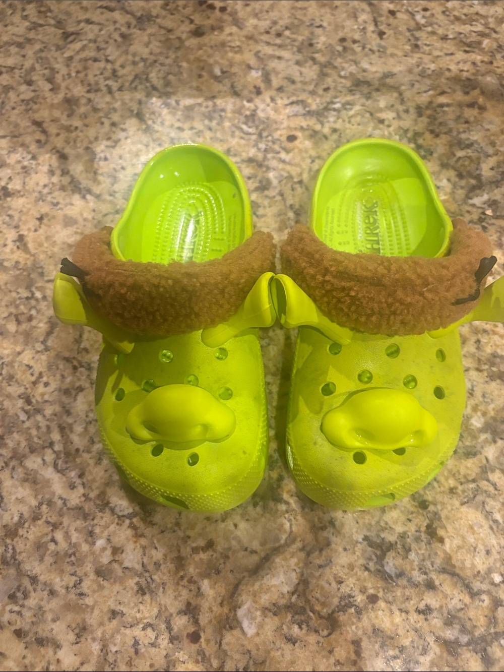 CROCS Kids Neon Green Fuzzy-Lined Clog Sandals
